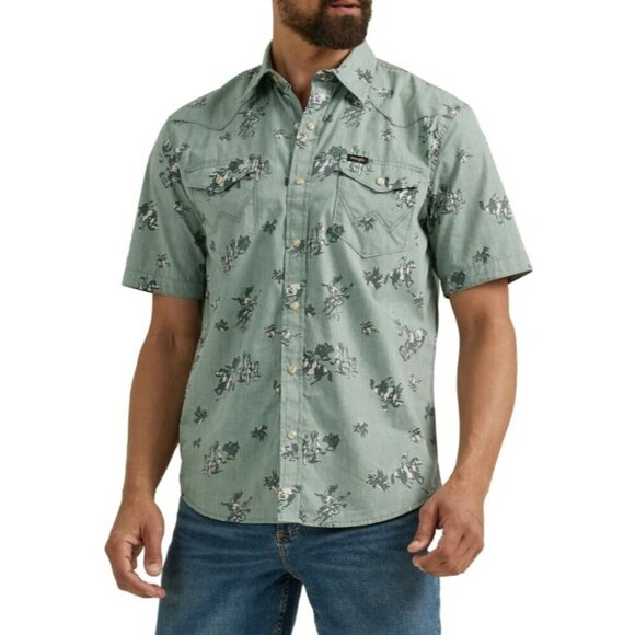 Wrangler Western Cowboy Print Button-Up Shirt L - Picture 1 of 12